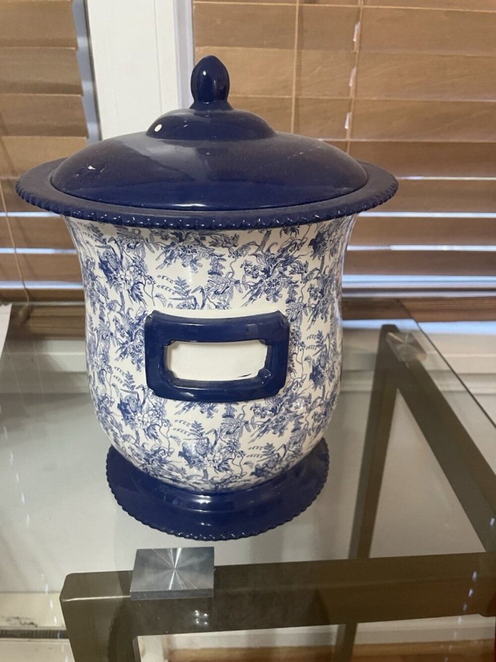 Nonni's Biscotti Blue White China Ceramic Cookie Jar HandPainted Canister